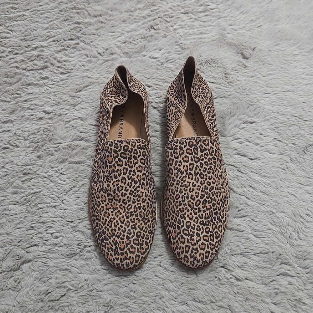 Lucky Brand slip animal print slip on loafers size 9